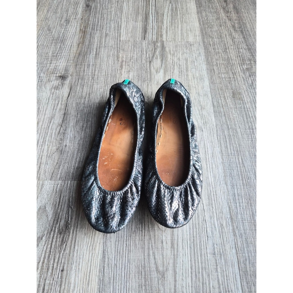 Tieks by Gavrieli Metallic Pewter Snakeskin Leather Ballet Flats Size 6